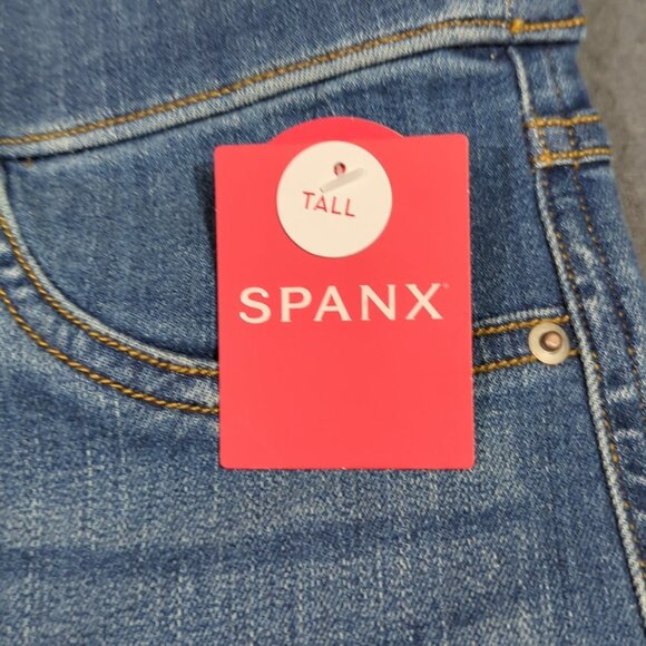 Spanx Jeans Women's XL Tall Blue EveryWear Flare Pull On Denim Wide Leg NWT - Picture 5 of 14